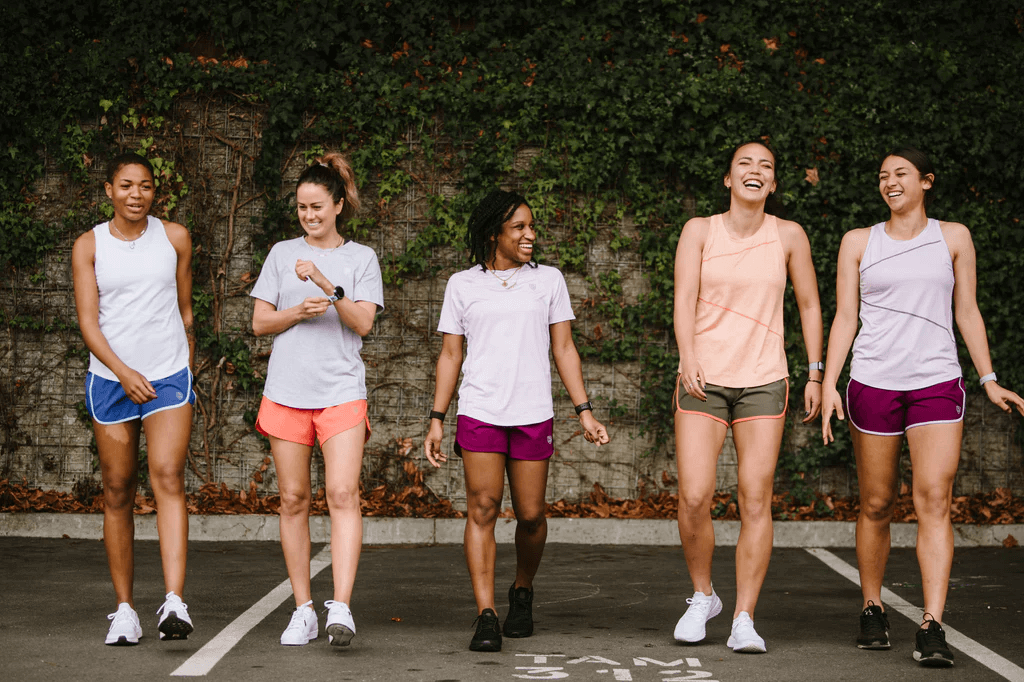 a group of women wearing athletic shorts