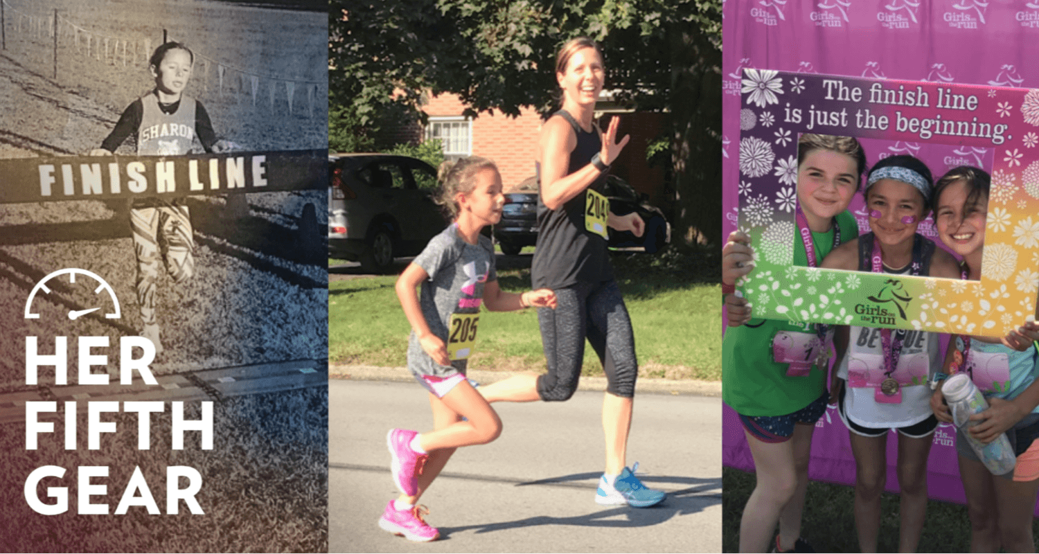 a collage of images of Jennifer Fertig and her running groups