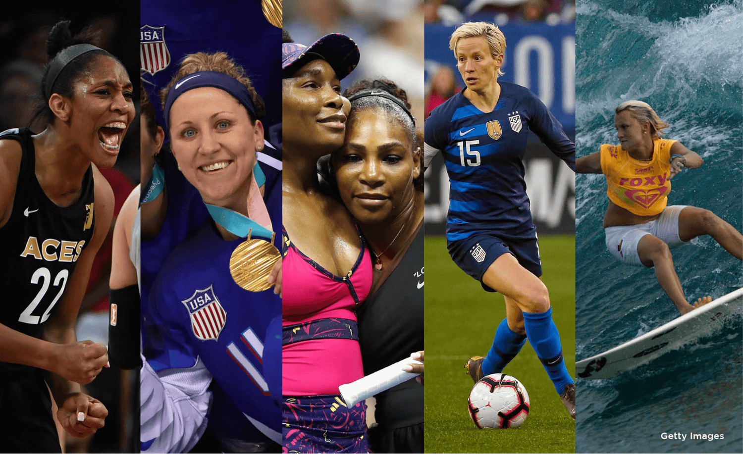 a collage of famous female athletes