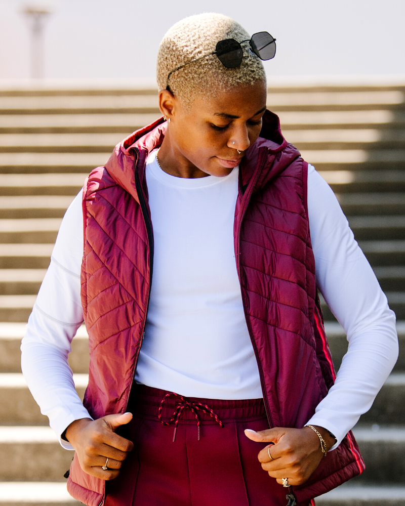 Down hooded vest online